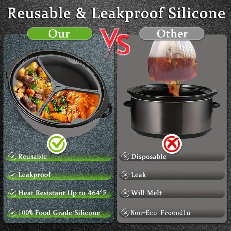 1pc Reusable Silicone Slow Cooker Liners 6 Quart Oval BPA Free