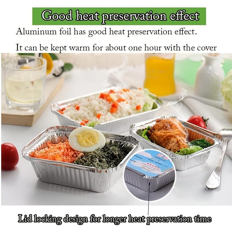 50pcs Disposable Aluminum Foil Pans Food Containers for Cooking Heating Storing