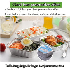 50pcs Disposable Aluminum Foil Pans Food Containers for Cooking Heating Storing
