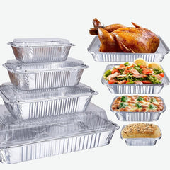 50pcs Disposable Aluminum Foil Pans Food Containers for Cooking Heating Storing