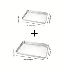 2pcs Stainless Steel Non Stick Baking Tray, Outdoor Picnic Kitchen Utensils