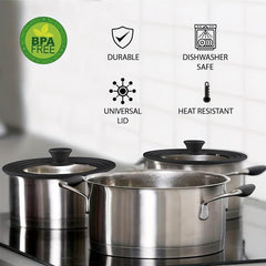 Universal Pot Lid Silicone Glass Fits 6-12 Inch 4mm Thick Vented Repla
