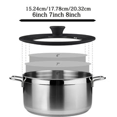 Universal Pot Lid Silicone Glass Fits 6-12 Inch 4mm Thick Vented Repla