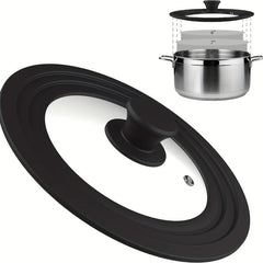 Universal Pot Lid Silicone Glass Fits 6-12 Inch 4mm Thick Vented Repla