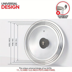 Universal Lid with Tempered Glass Cover - Fits Cookware Sizes