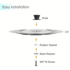 Universal Lid with Tempered Glass Cover - Fits Cookware Sizes