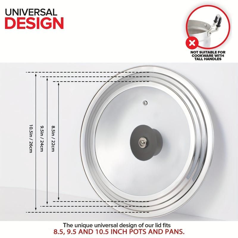 Universal Lid with Tempered Glass Cover - Fits Cookware Sizes
