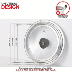 Universal Lid with Tempered Glass Cover - Fits Cookware Sizes
