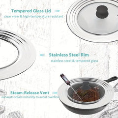 Universal Lid with Tempered Glass Cover - Fits Cookware Sizes