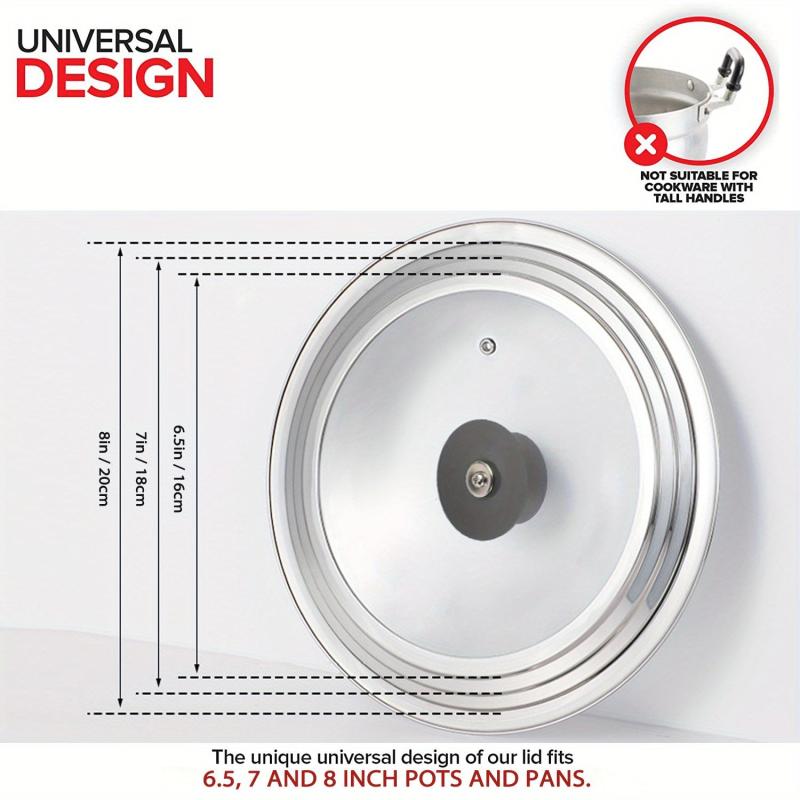 Universal Lid with Tempered Glass Cover - Fits Cookware Sizes