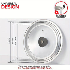 Universal Lid with Tempered Glass Cover - Fits Cookware Sizes