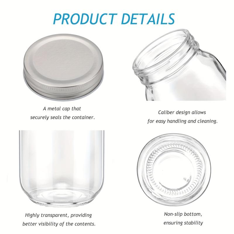 4pcs Mason Jars 16oz Glass Jars Candy Jars With Lids Food Storage