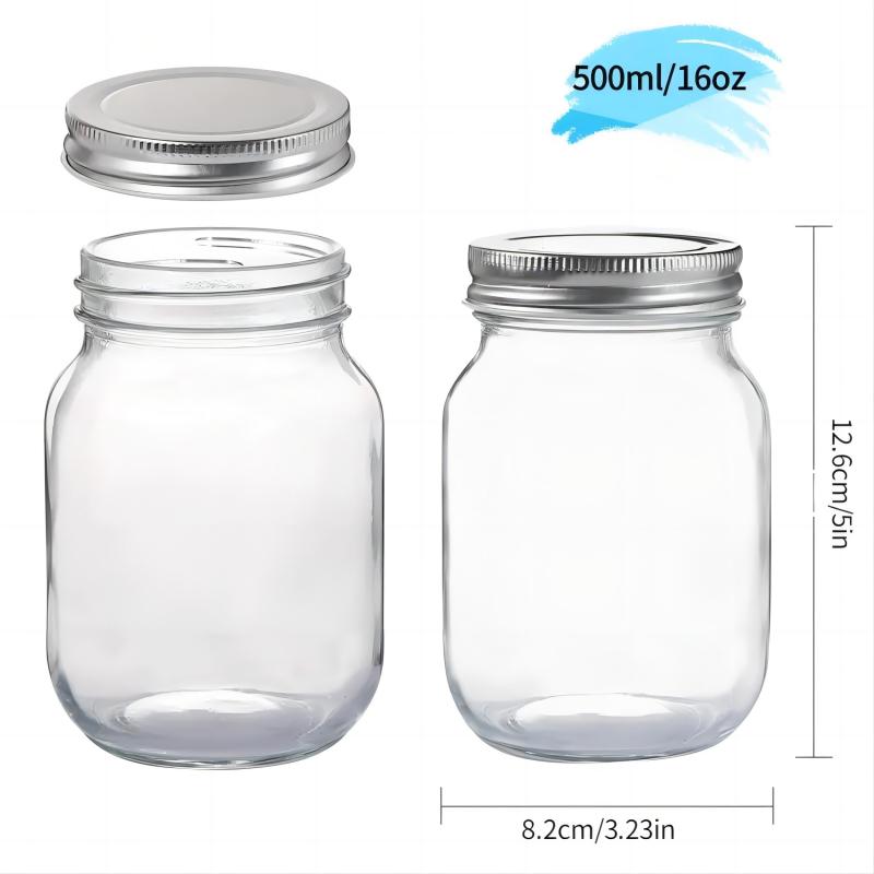 4pcs Mason Jars 16oz Glass Jars Candy Jars With Lids Food Storage