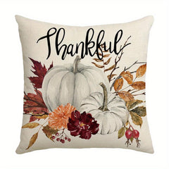 Autumn Pumpkin Drop Leaf Linen Blend Pillow Cover