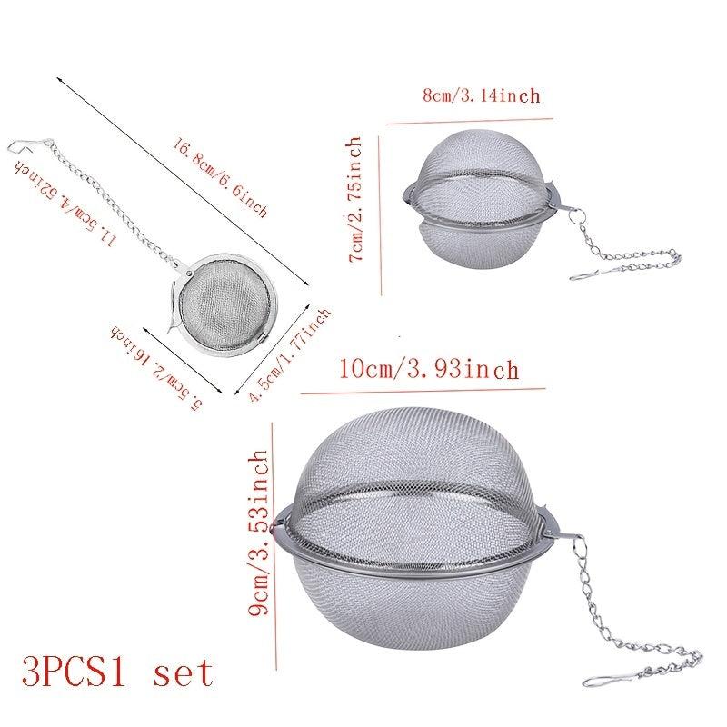 3pcs Stainless Steel Seasoning Ball Tea Ball Household Kitchen Filter Infuser