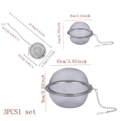3pcs Stainless Steel Seasoning Ball Tea Ball Household Kitchen Filter Infuser