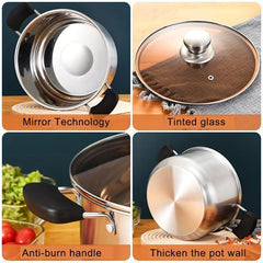 Stainless Steel Stockpot With Glass Lid - 3 Sizes Available