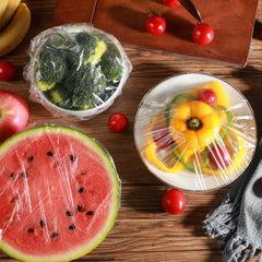 100pcs Reusable Bowl Covers Stretchable Plastic Wrap Elastic Storage Wraps