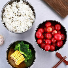 Heat Insulated Stainless Steel Bowl for Ice Cream Soup Cereal Rice Noodles Salad