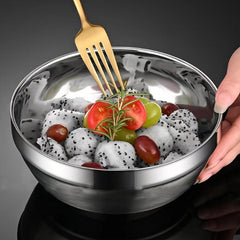 Heat Insulated Stainless Steel Bowl for Ice Cream Soup Cereal Rice Noodles Salad