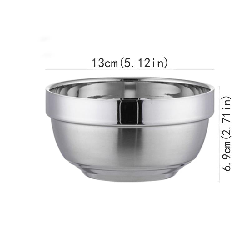Heat Insulated Stainless Steel Bowl for Ice Cream Soup Cereal Rice Noodles Salad