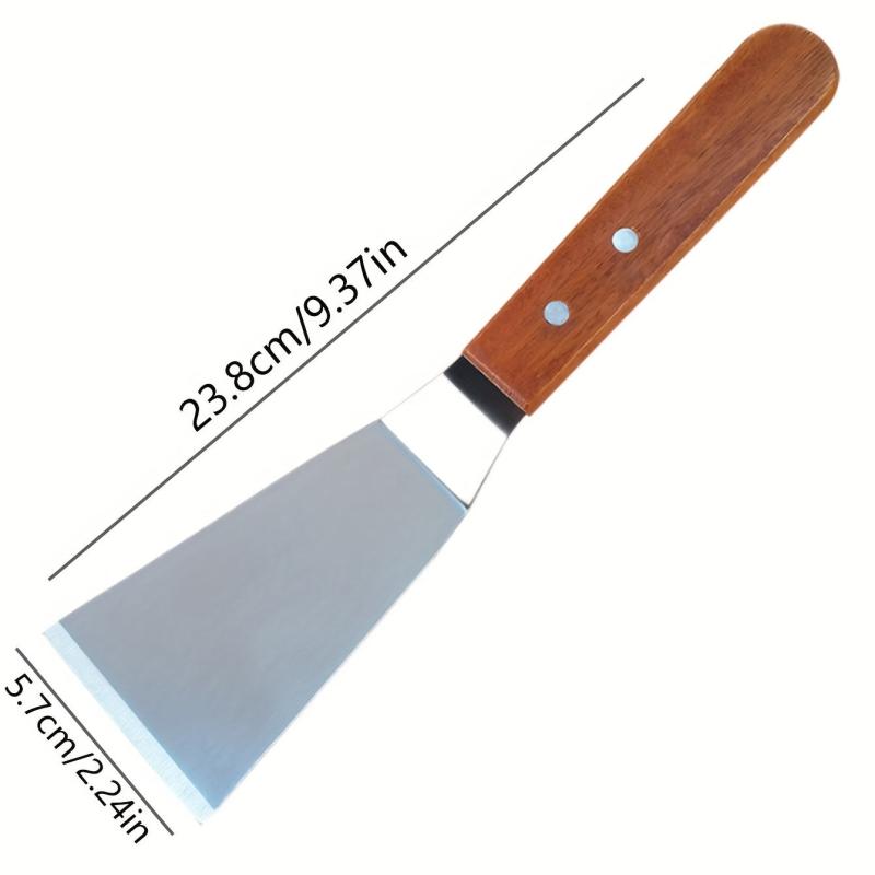 Pro Stainless Steel Pancake Turner Wooden Handle Griddle Flipper