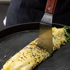 Pro Stainless Steel Pancake Turner Wooden Handle Griddle Flipper