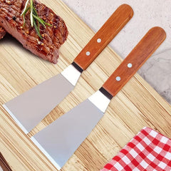 Pro Stainless Steel Pancake Turner Wooden Handle Griddle Flipper
