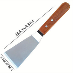 Pro Stainless Steel Pancake Turner Wooden Handle Griddle Flipper