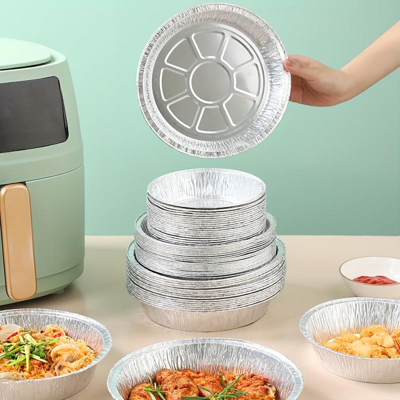 10pcs Disposable Aluminum Foil Air Fryer Liner Pots Round Tin Foil Basket Bowls