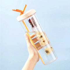 700ml Clear Tumbler w/ Infuser & Straw for Summer & Winter Drinks
