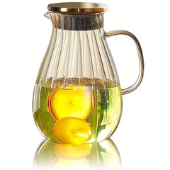 1.8L Glass Pitcher With Lid Heavy Duty Water Carafe Hot Cold Beverges