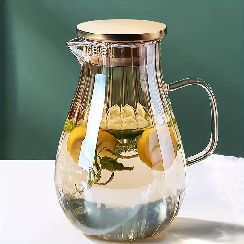 1.8L Glass Pitcher With Lid Heavy Duty Water Carafe Hot Cold Beverges