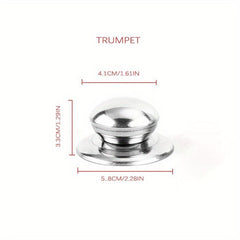 Large 4.09cm Round Stainless Steel Pot Handle with Top Hat Lid Accessories