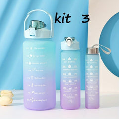 Leakproof Motivational Water Bottle with Time Marker & Straw 2000ML