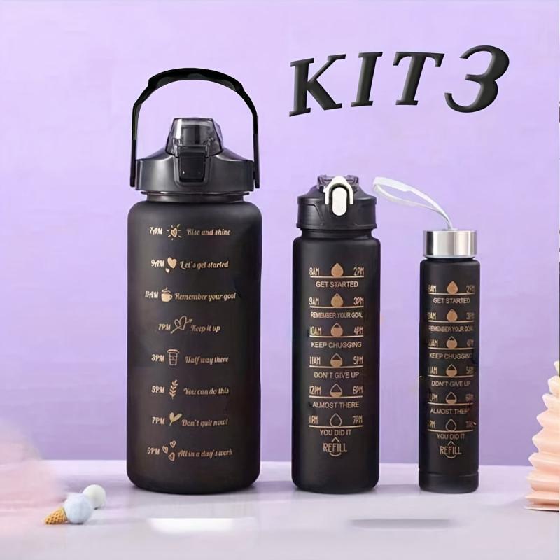 Leakproof Motivational Water Bottle with Time Marker & Straw 2000ML