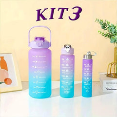Leakproof Motivational Water Bottle with Time Marker & Straw 2000ML