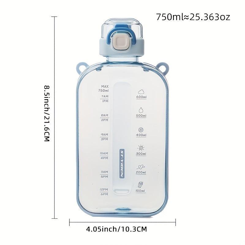Square Plastic Water Bottle Adjustable Shoulder Strap Belly Wat