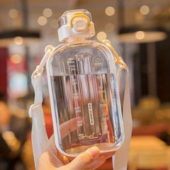 Square Plastic Water Bottle Adjustable Shoulder Strap Belly Wat