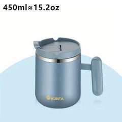 Stylish 15oz Coffee Mug with Lid, Durable Water Cup for All Seasons