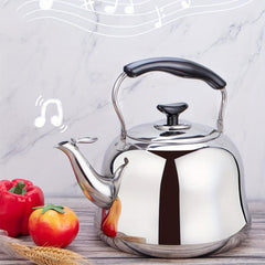 Stainless Steel Whistling Tea Kettle - Heat Resistant Handle