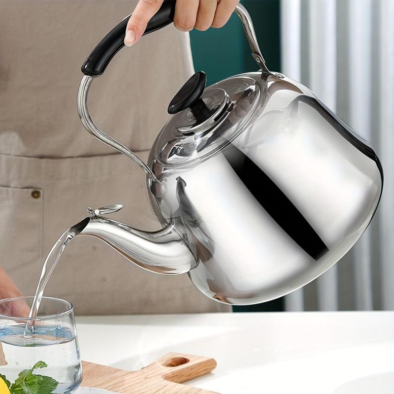 Stainless Steel Whistling Tea Kettle - Heat Resistant Handle