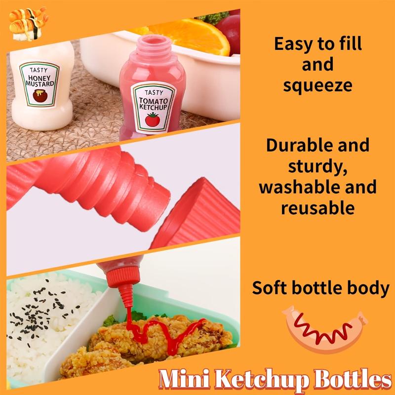 4pcs Mini Sauce Bottles Seasoning Squeeze Bottles Portable Sauce Container