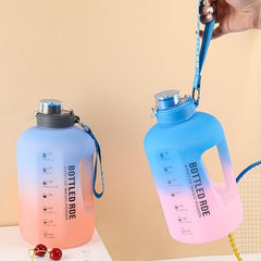 2200ml Heavy Duty Water Bottle With Time Marker, Portable Water Jug