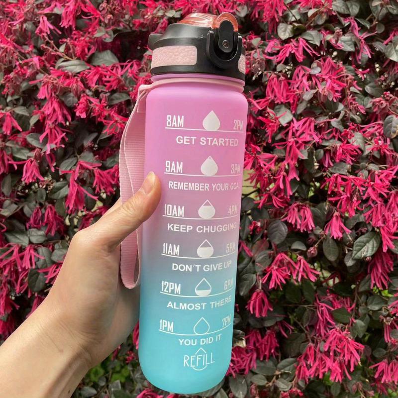 1L Motivational Water Bottle with Straw for Fitness, Camping, Hiking