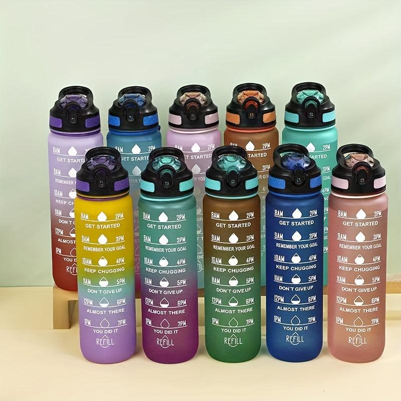 1L Motivational Water Bottle with Straw for Fitness, Camping, Hiking