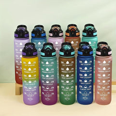1L Motivational Water Bottle with Straw for Fitness, Camping, Hiking