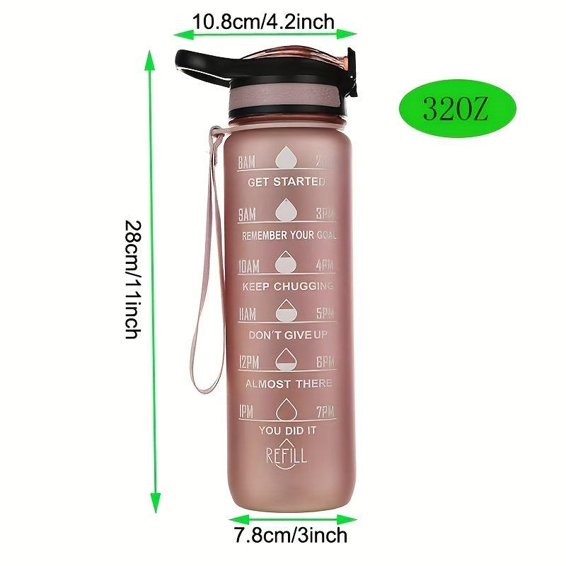 1L Motivational Water Bottle with Straw for Fitness, Camping, Hiking