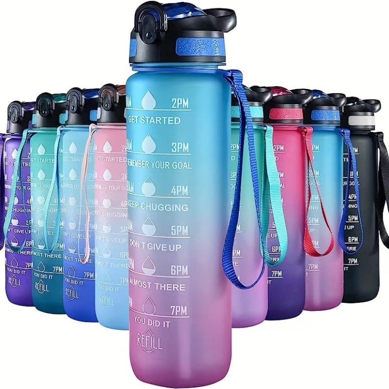 1L Motivational Water Bottle with Straw for Fitness, Camping, Hiking