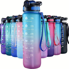 1L Motivational Water Bottle with Straw for Fitness, Camping, Hiking